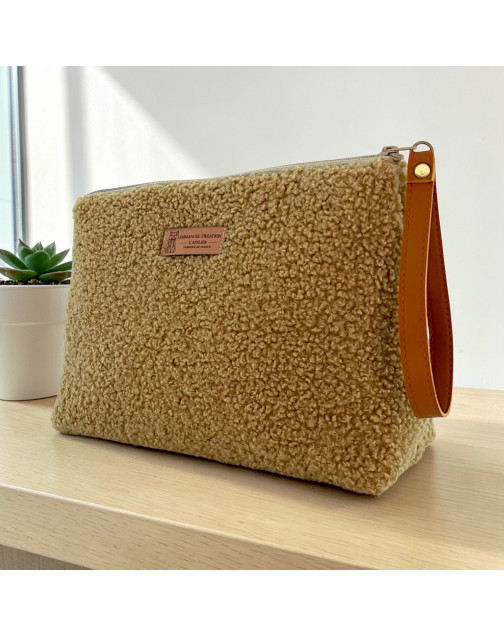 Trousse Ibiza, "Bouclette" camel