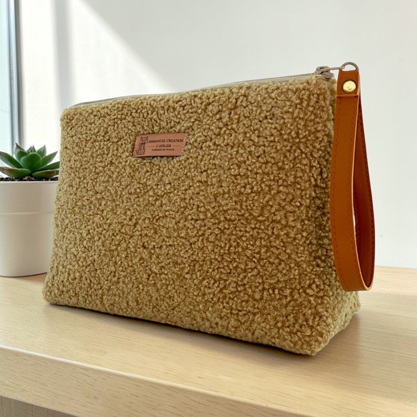 Trousse Ibiza, "Bouclette" camel