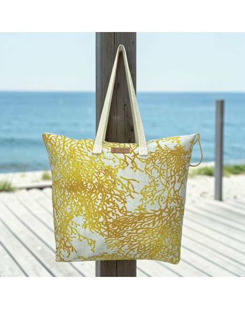 Sac cabas maxi Lucette, "Calédonie" moutarde