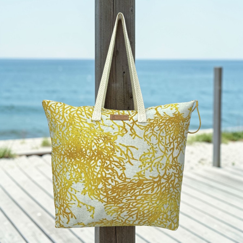 Sac cabas maxi Lucette, "Calédonie" moutarde