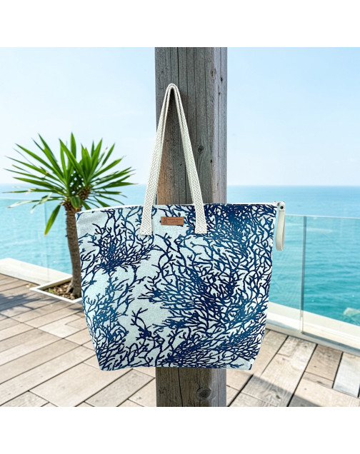 Sac cabas maxi Lucette, "Calédonie" marine