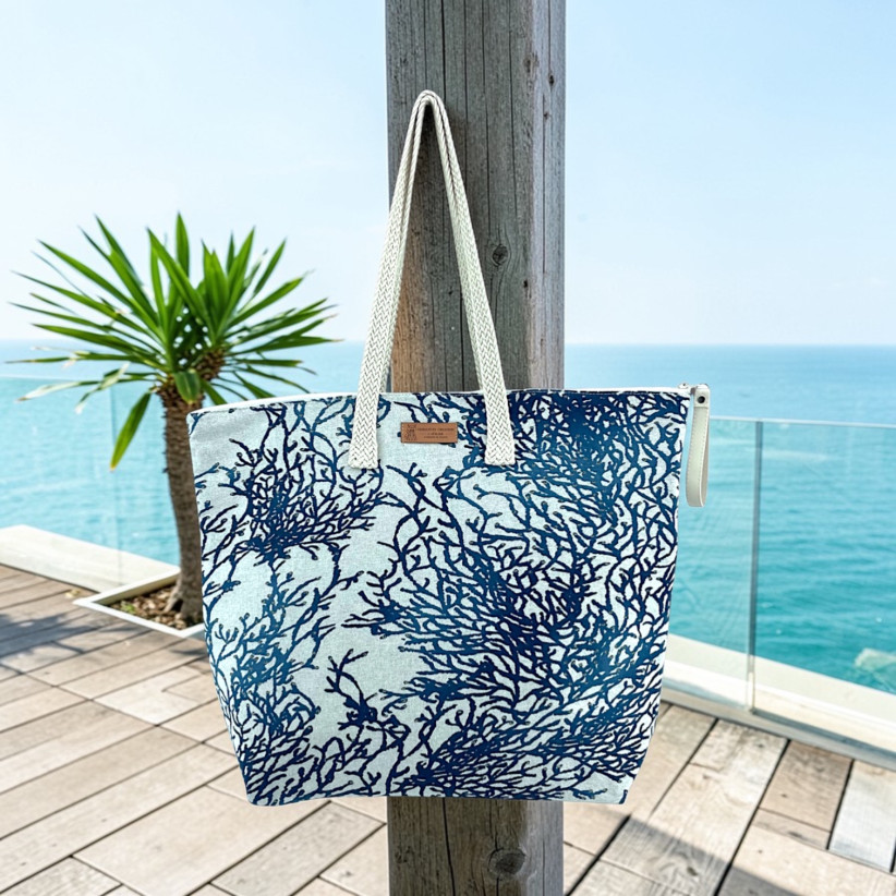 Sac cabas maxi Lucette, "Calédonie" marine