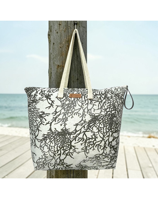 Sac cabas maxi Lucette, "Calédonie" gris