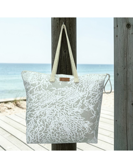 Sac cabas maxi Lucette, "Calédonie" blanc