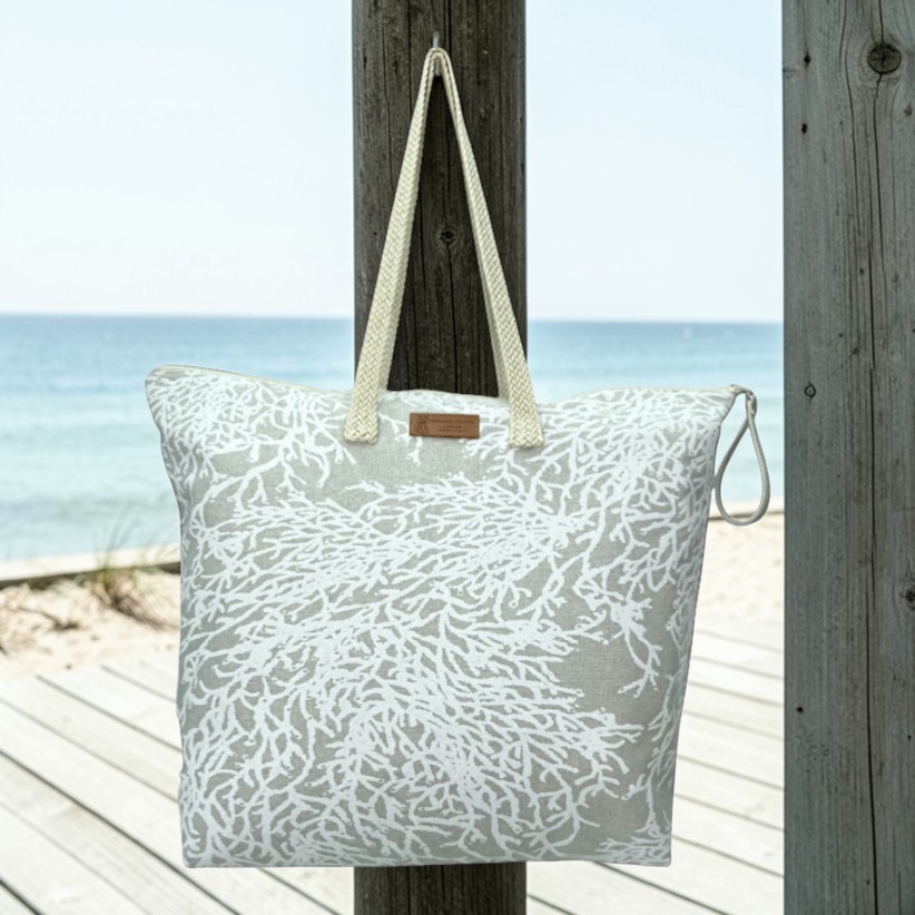 Sac cabas maxi Lucette, "Calédonie" blanc