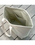 Sac cabas maxi Lucette, "Corail rouge" Brooklyn écru