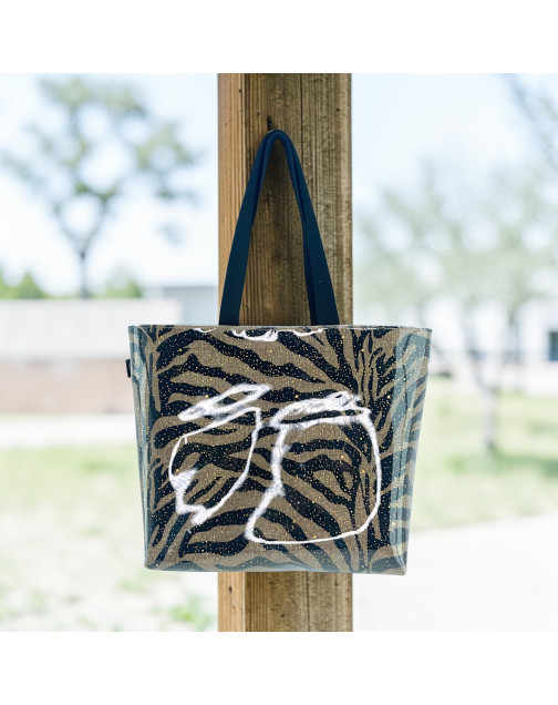 Sac de plage, "Zebré" noir