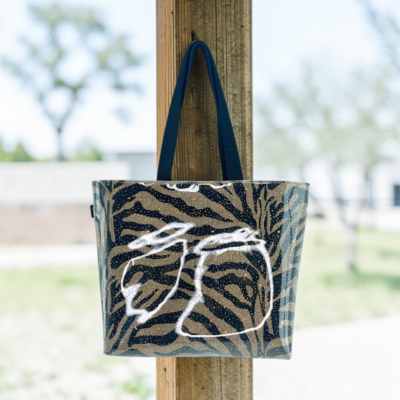 Sac de plage, "Zebré" noir