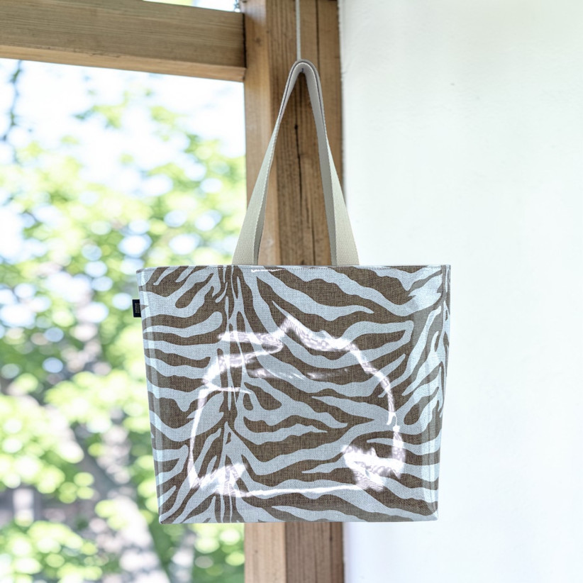 Sac de plage, "Zebré" blanc