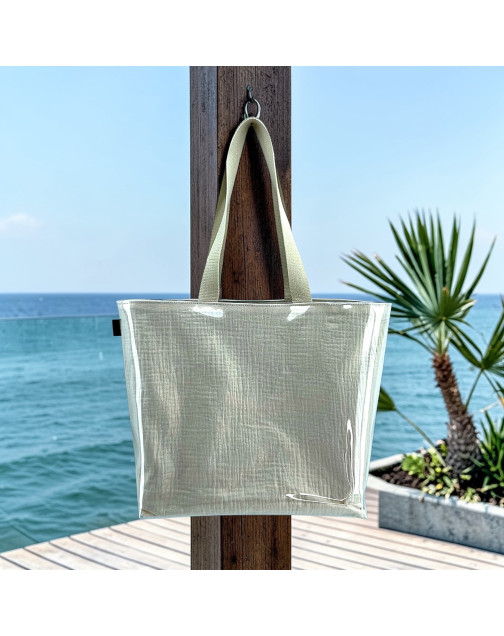Sac de plage M, "Scintillant" écru