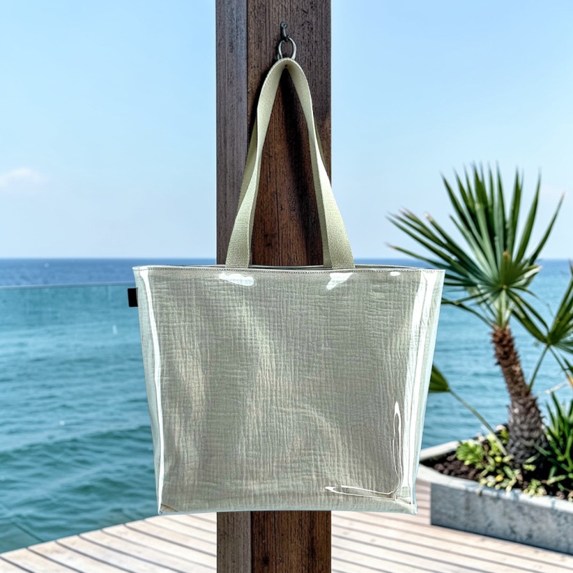 Sac de plage M, "Scintillant" écru