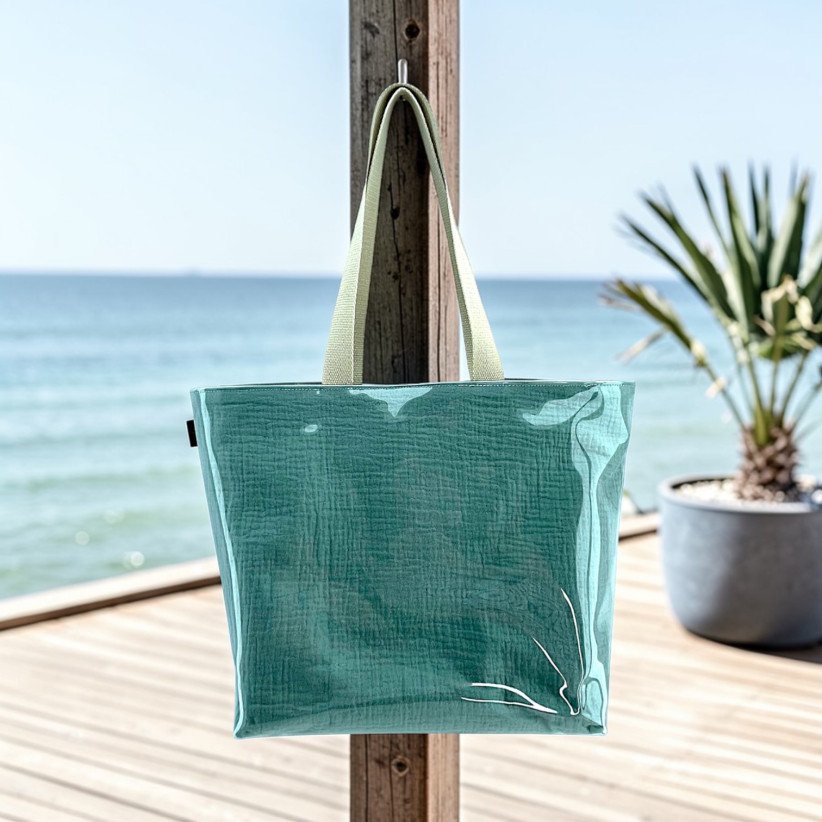 Sac de plage M, "Scintillant" céladon
