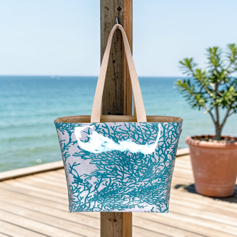 Sac de plage M, "Calédonie" céladon