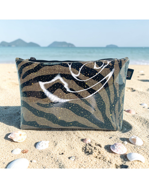 Pochette de plage, "Zebré" noir