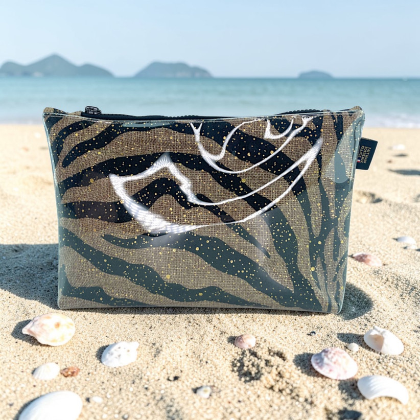 Pochette de plage, "Zebré" noir