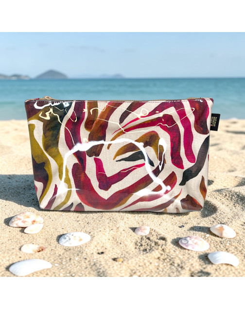 Pochette de plage, "Zebra" fuchsia