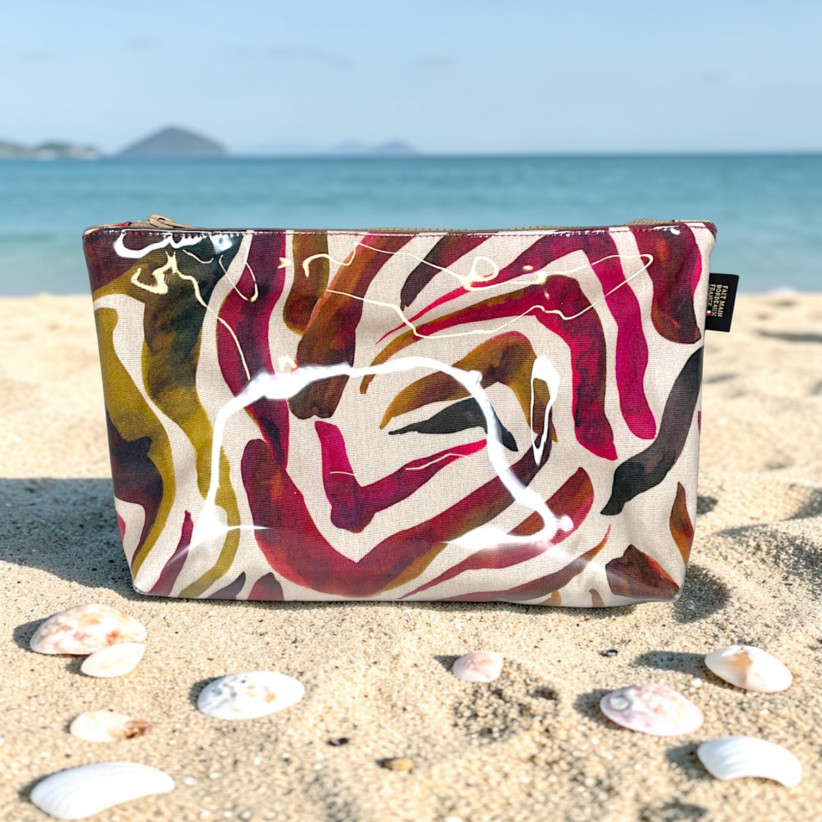 Pochette de plage, "Zebra" fuchsia