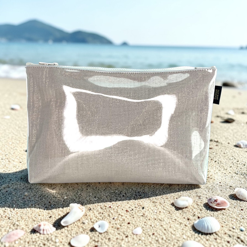 Pochette de plage, "Scintillant" écru