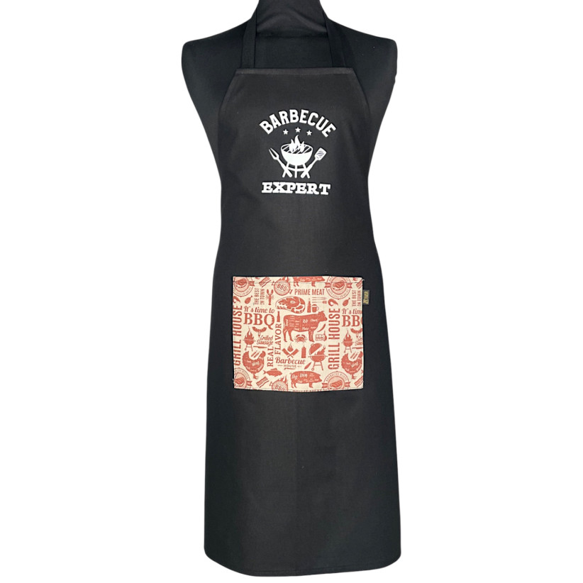 Tablier de cuisine, "Barbecue expert" noir
