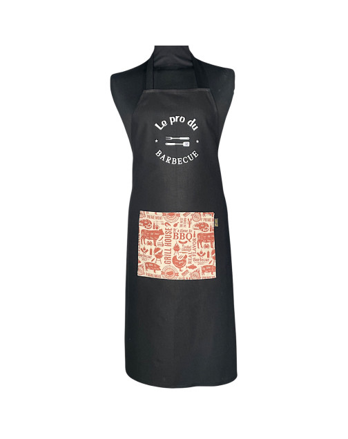 Tablier de cuisine, "Le pro du barbecue" noir