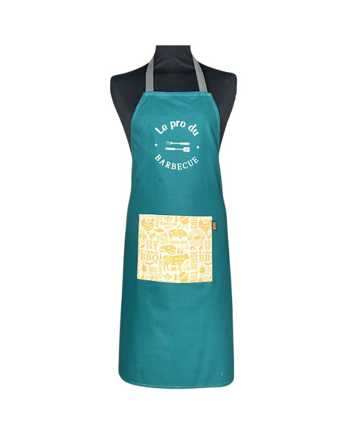 Tablier de cuisine, "Le pro du barbecue" pétrole