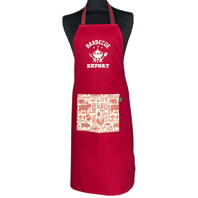 Tablier de cuisine, "Barbecue expert" bordeaux