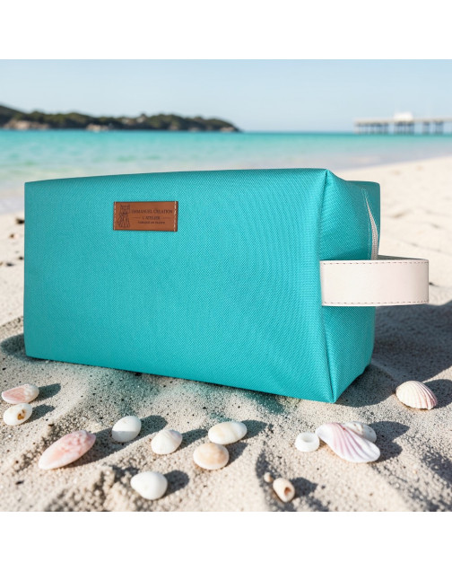 Trousse nomade M, "Brooklyn" vert d'eau
