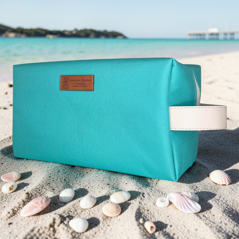 Trousse nomade M, "Brooklyn" vert d'eau