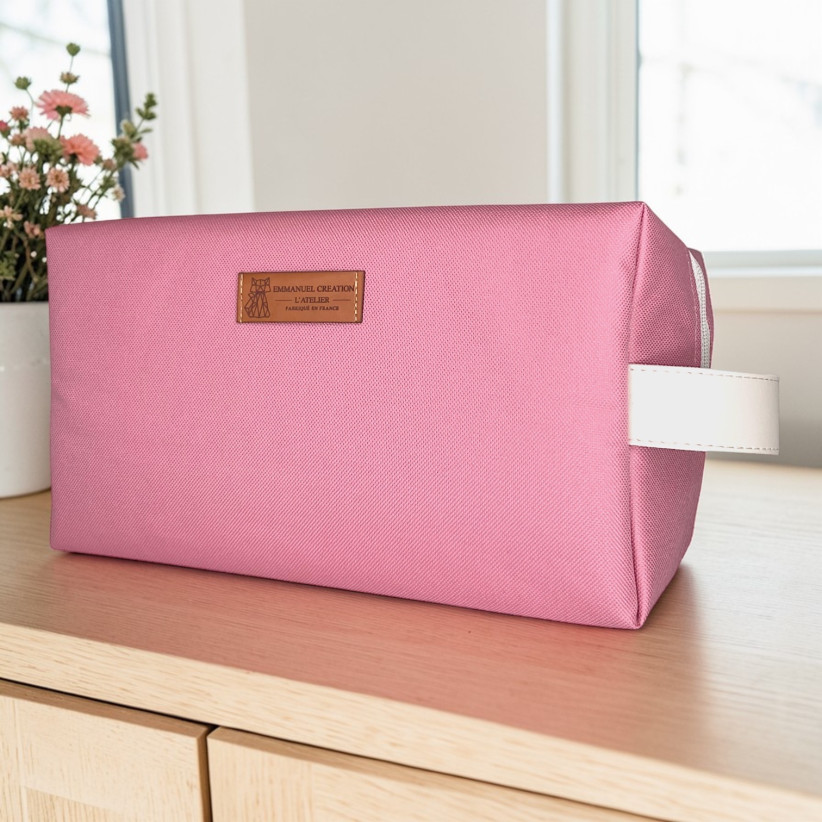 Trousse nomade M, "Brooklyn" rose poudré