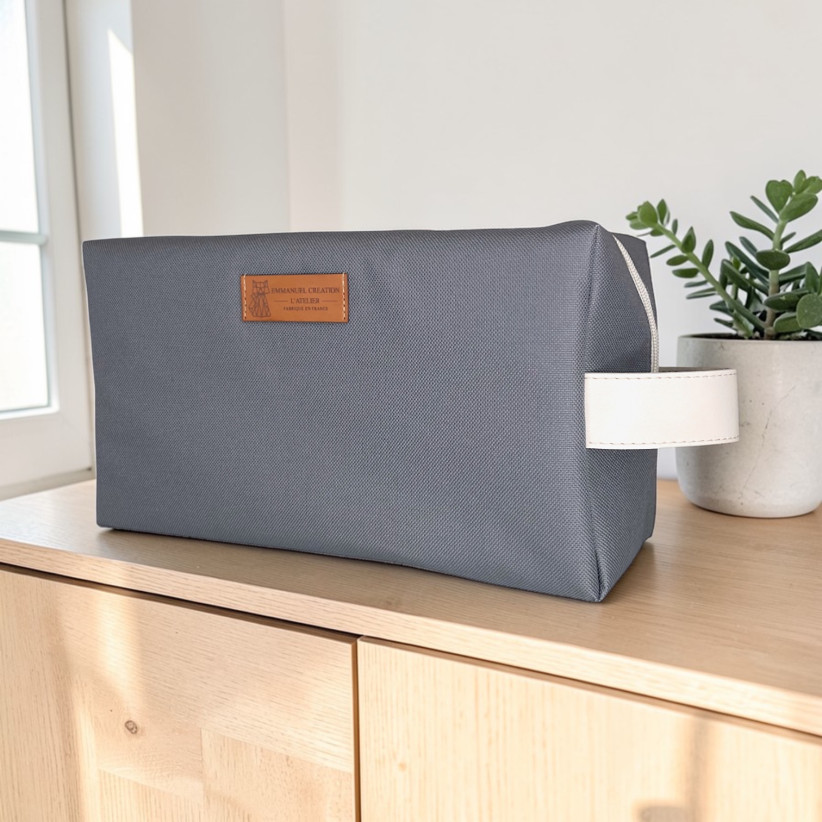 Trousse nomade M, "Brooklyn" gris