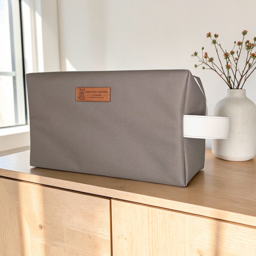 Trousse nomade M, "Brooklyn" beige