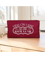 Trousse nomade M, "Viens on s'aime mais genre toute la vie" Brooklyn lie de vin