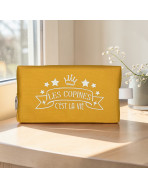 Trousse nomade M, "Les copines c'est la vie" Brooklyn moutarde