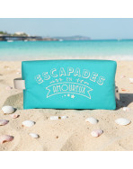 Trousse nomade M, "Escapades en amoureux" Brooklyn vert d'eau