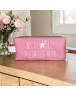 Trousse nomade S, "Des étoiles plein les yeux" Brooklyn rose poudré
