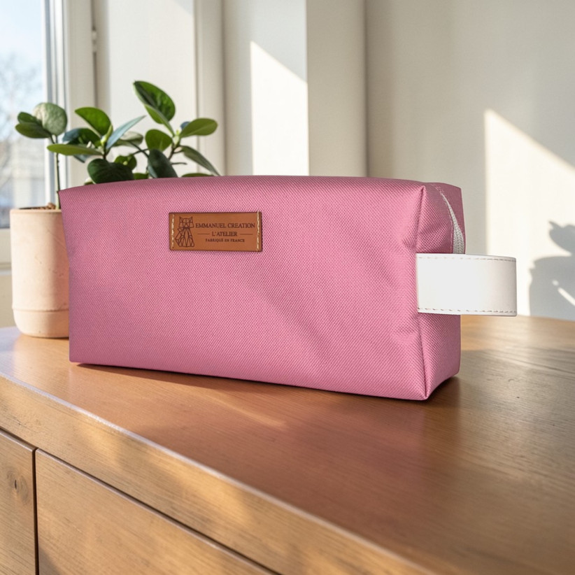 Trousse nomade S, "Brooklyn" rose poudré
