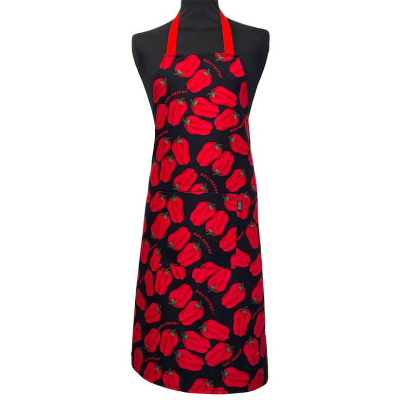 Tablier de cuisine, "Poivron" noir
