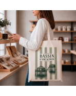 Tote bag, "Bassin d'Arcachon cabane (vert olive)"