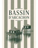 Tote bag, "Bassin d'Arcachon cabane (vert olive)"