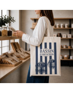 Tote bag, "Bassin d'Arcachon cabane (bleu)"