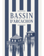 Tote bag, "Bassin d'Arcachon cabane (bleu)"