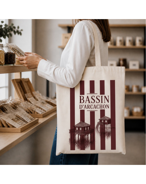 Tote bag, "Bassin d'Arcachon cabane (bordeaux)"