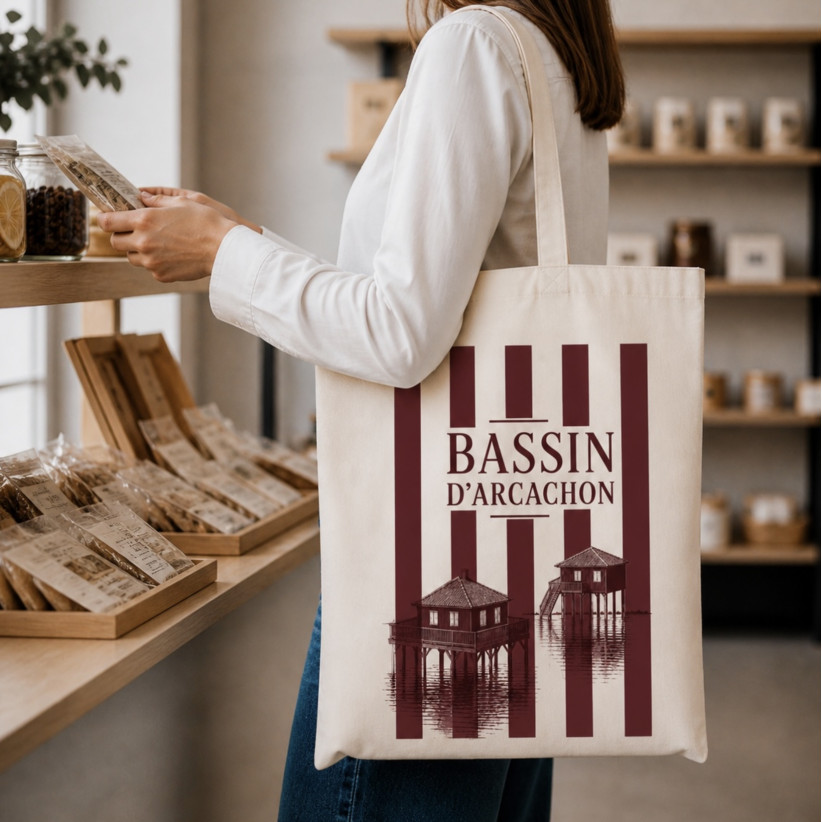 Tote bag, "Bassin d'Arcachon cabane (bordeaux)"