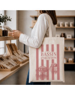 Tote bag, "Bassin d'Arcachon cabane (rose)"