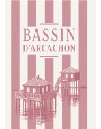Tote bag, "Bassin d'Arcachon cabane (rose)"