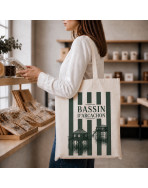 Tote bag, "Bassin d'Arcachon cabane (vert sapin)"