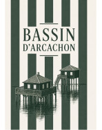 Tote bag, "Bassin d'Arcachon cabane (vert sapin)"