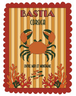 Tote bag, "Bastia corsica entre mer et montagne crabe (orange)"