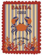 Tote bag, "Bastia corsica entre mer et montagne crabe (bleu)"