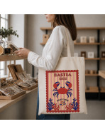 Tote bag, "Bastia corsica entre mer et montagne crabe (rouge)"
